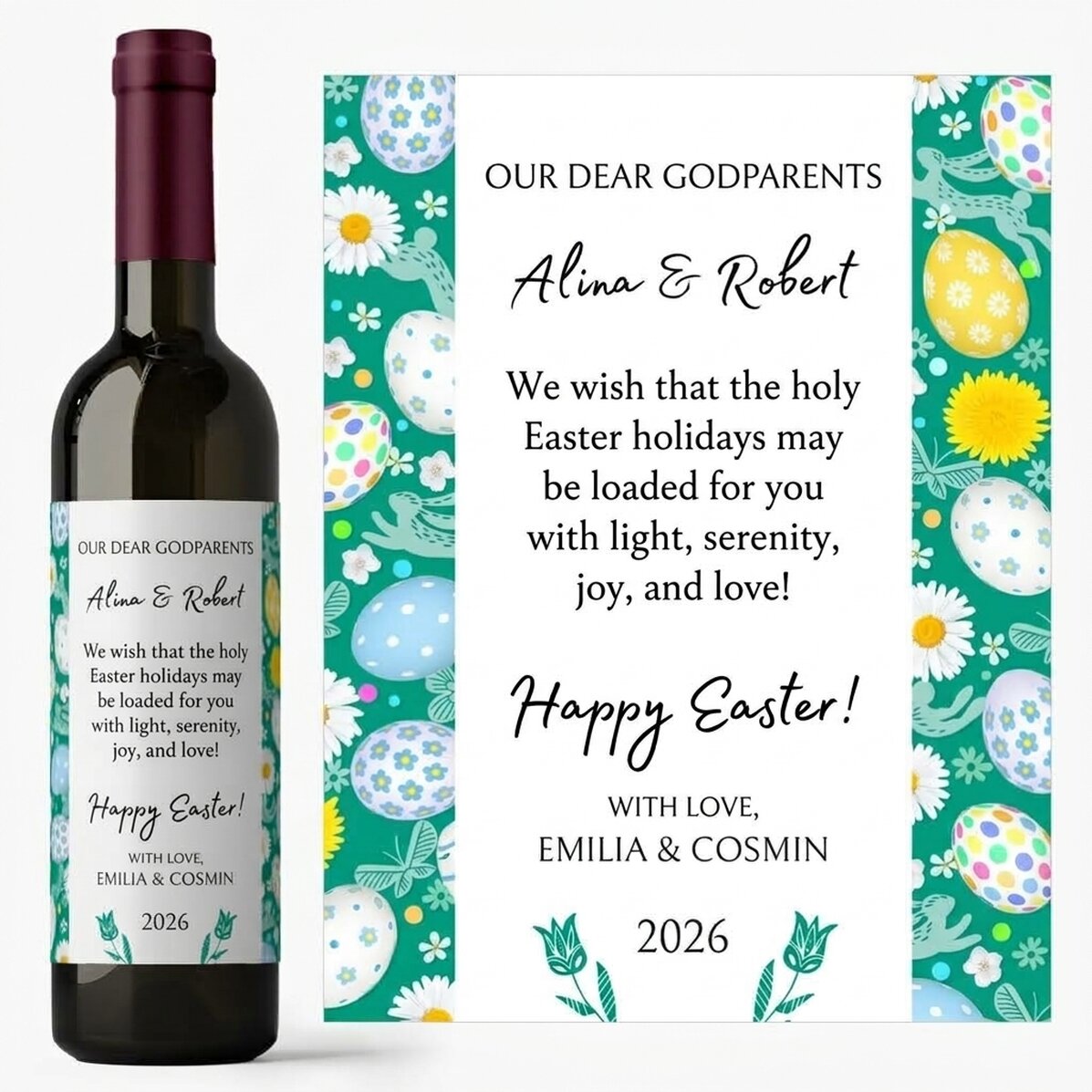 Personalised wine with text - Easter message
