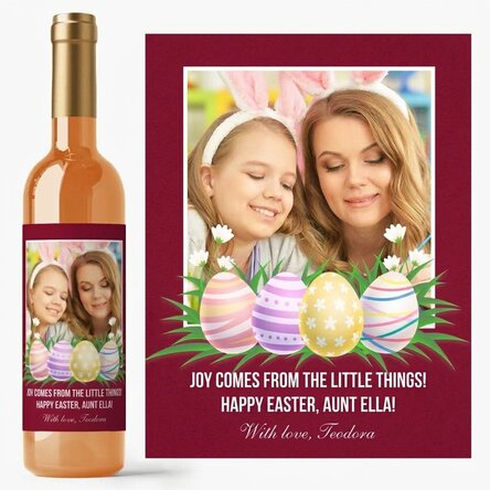 Personalised wine with a photo and Easter message