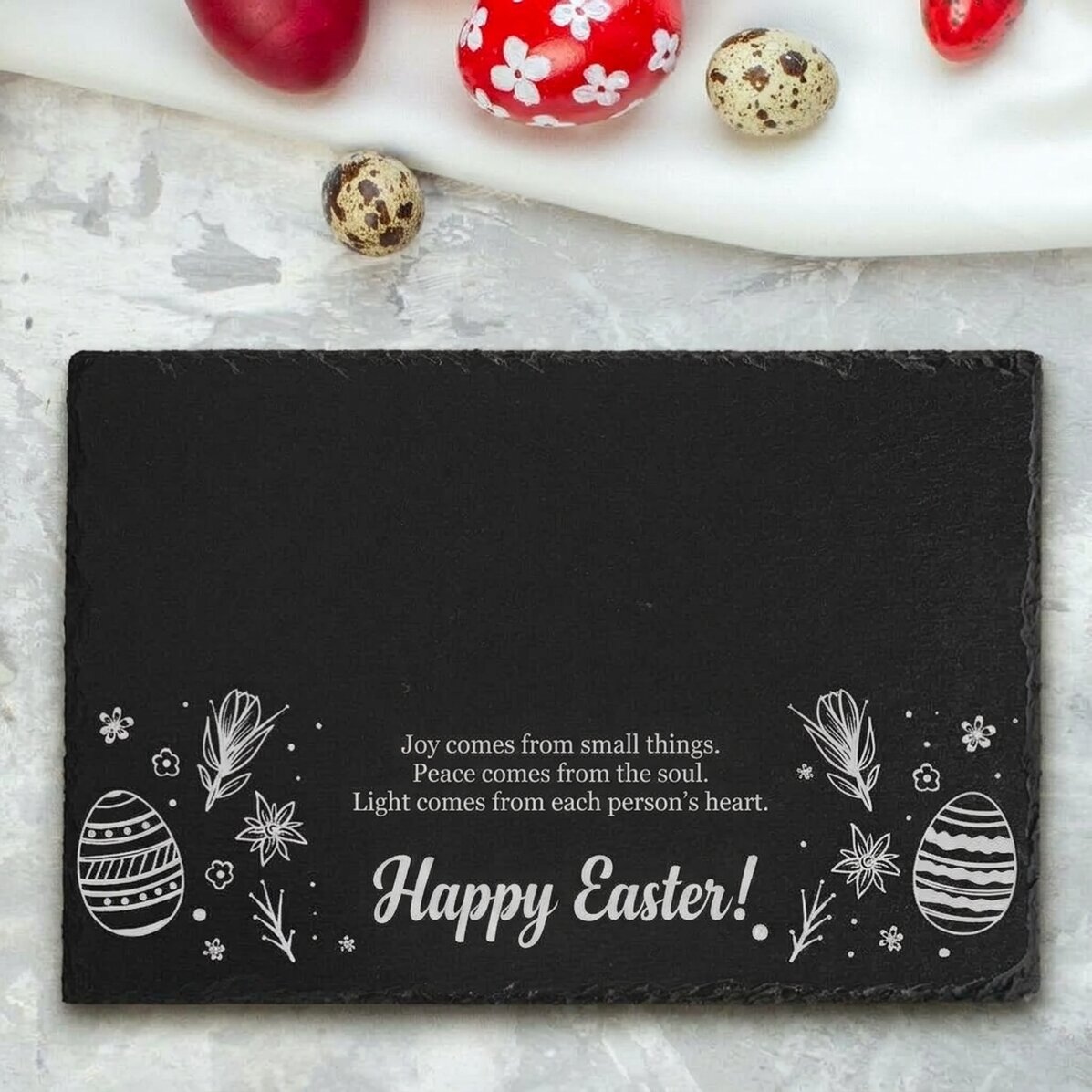 Personalised engraved slate plaque with text - Happy Easter!