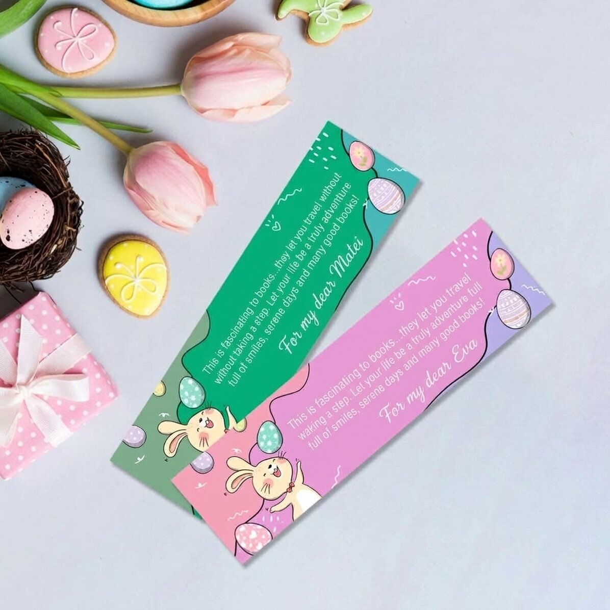 Personalised bookmark with Easter message