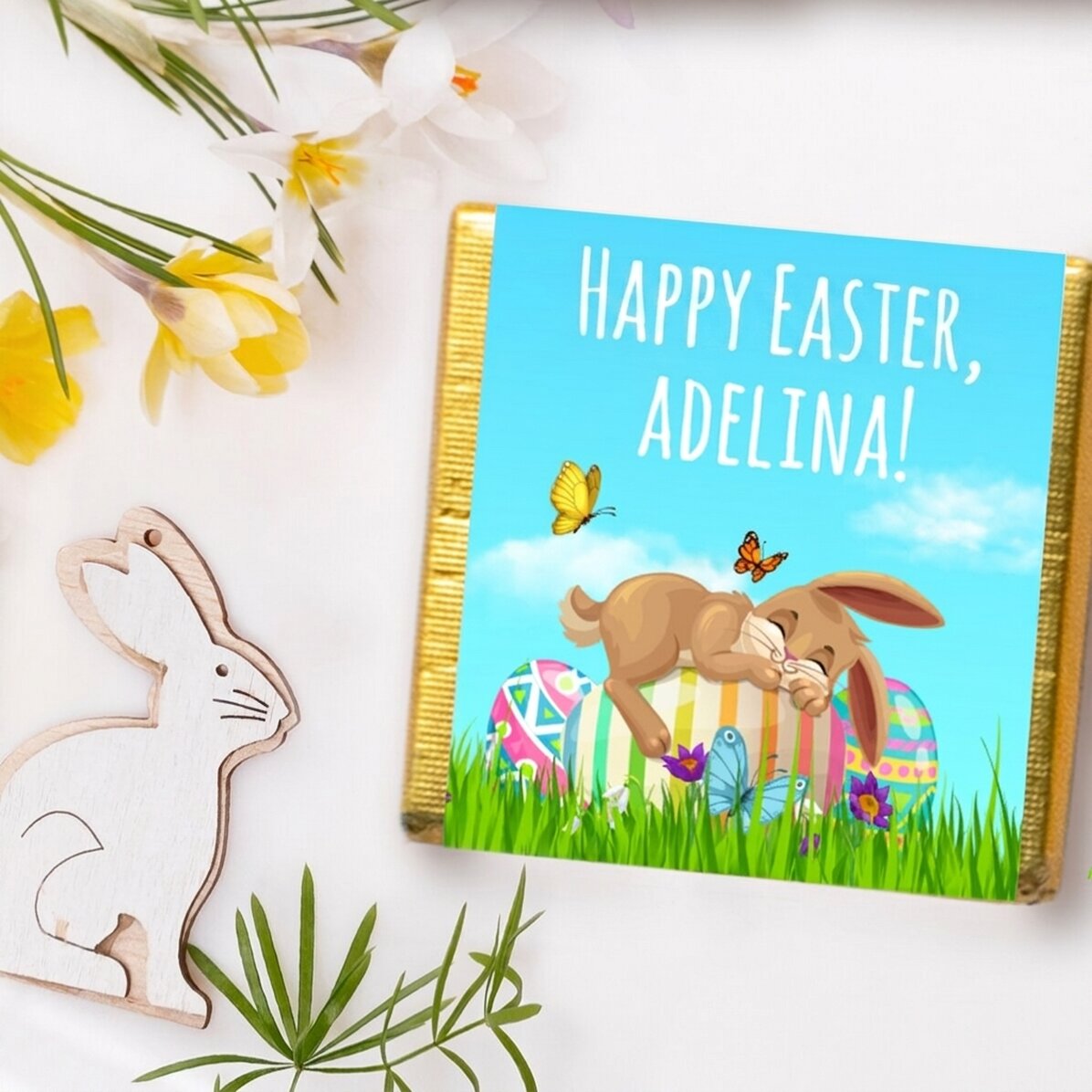 Personalised mini chocolate with Easter message