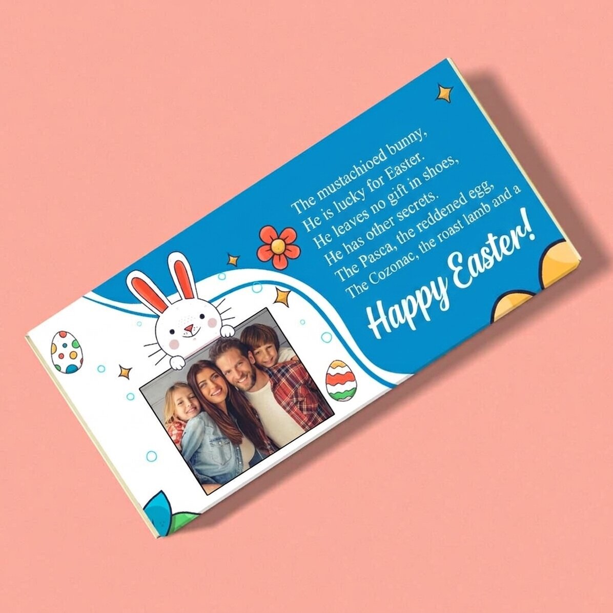 Personalised chocolate with text and photo - Happy Easter!