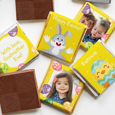 Set of 5 mini chocolates personalised with photos and text - Easter