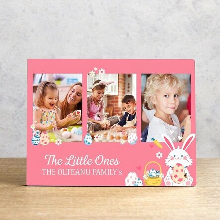 Personalised desk photo frame with 3 photos and text for children - Bunny
