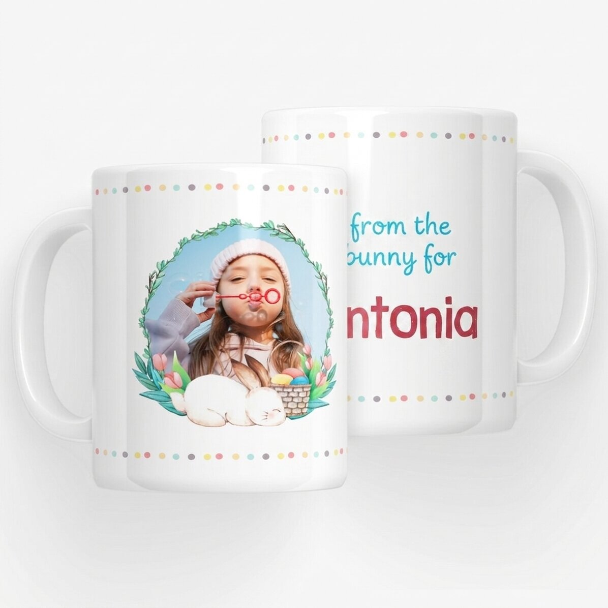 Personalised mug with name and photo - From the Easter Bunny