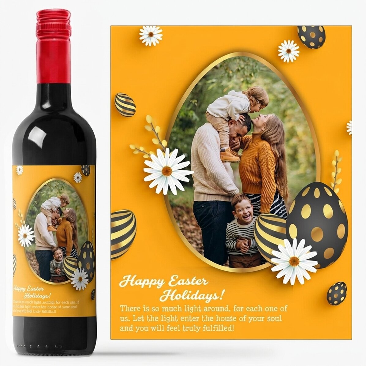 Personalised wine with a photo and Easter message - Easter Egg