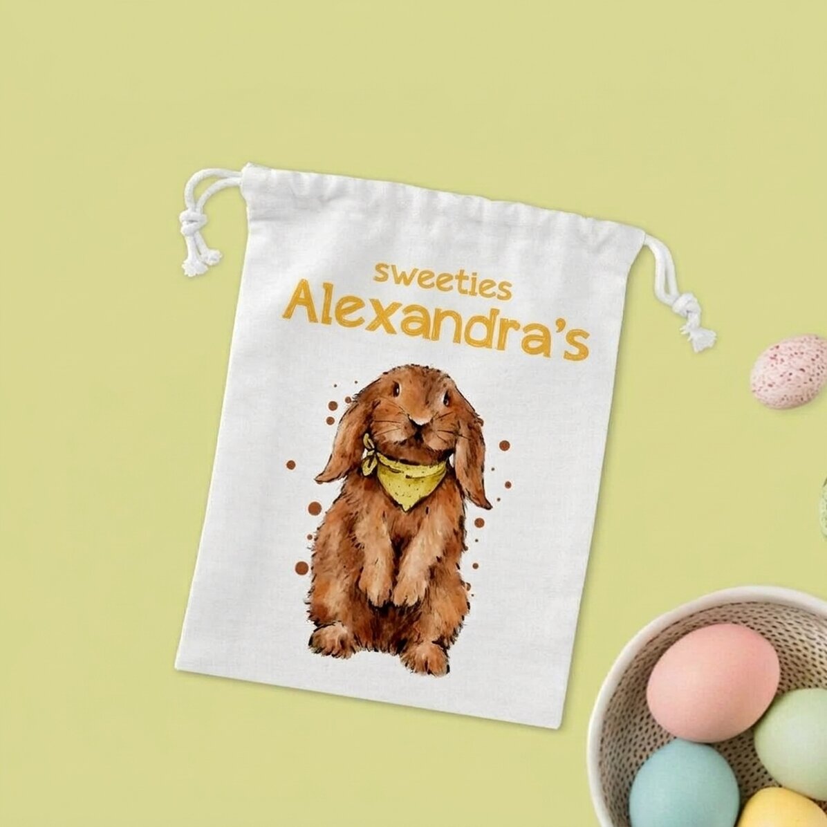 Small gift bag personalised with text - Bunny with sweets