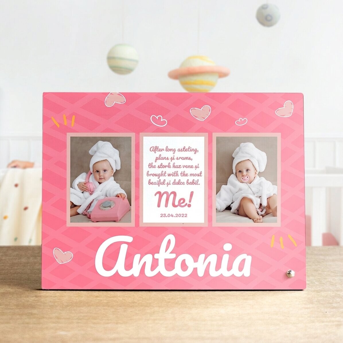 Personalised photo frame with 3 photos and text for children - The sweetest