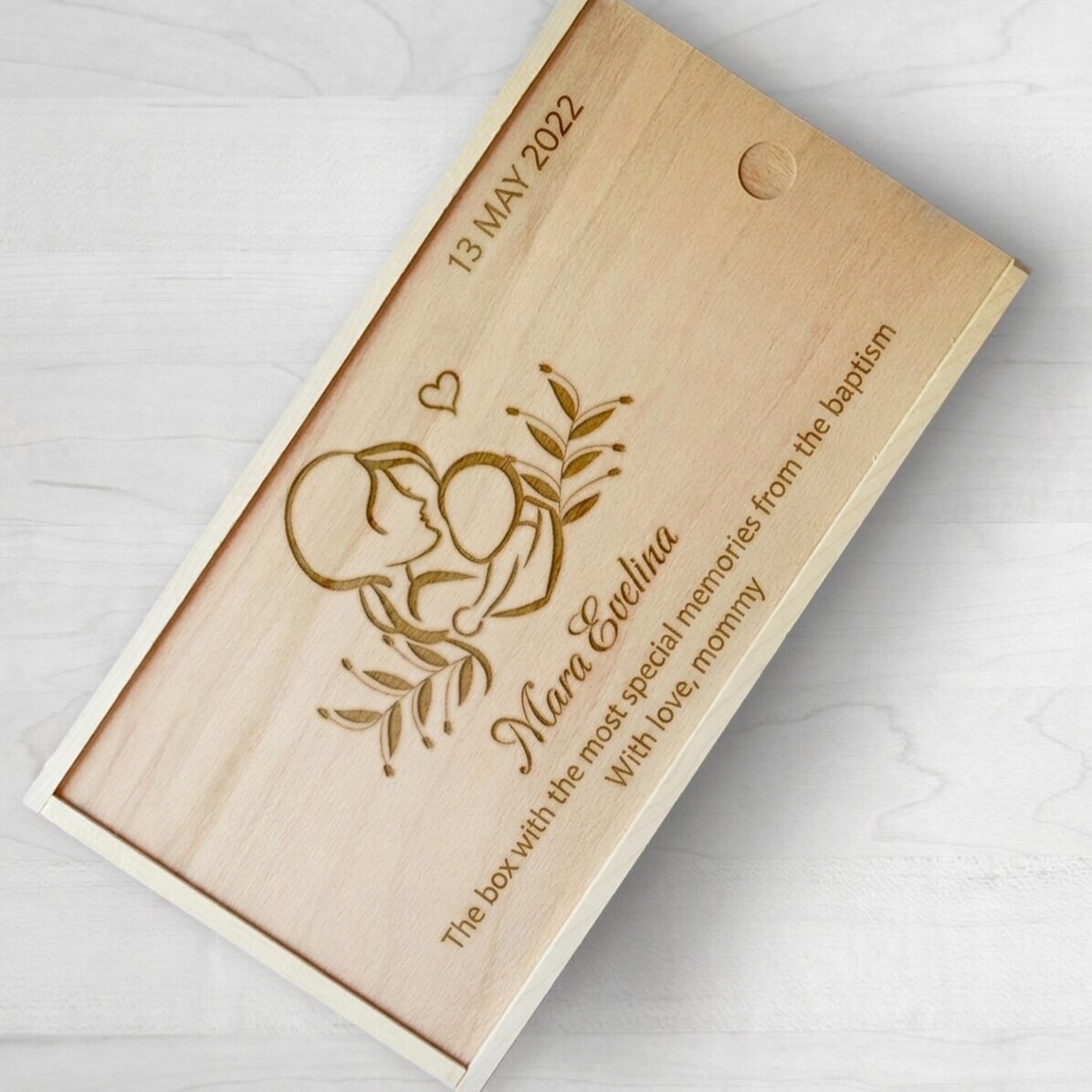 Personalised wooden gift box - Christening memories