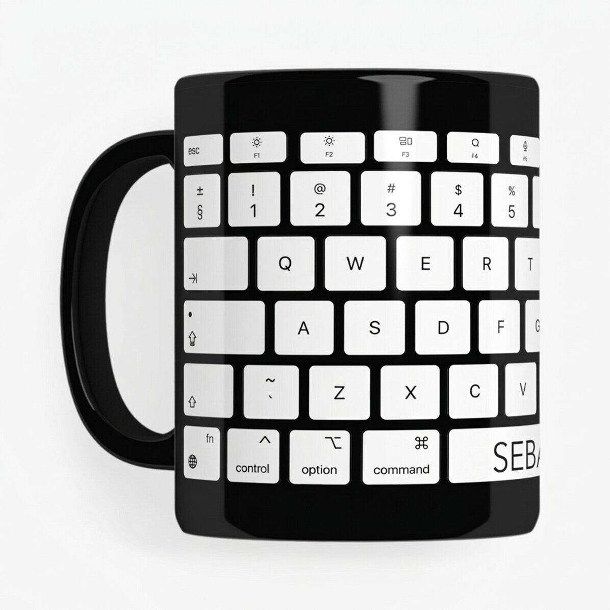 Personalised black mug with text for Programmers & Office Workers