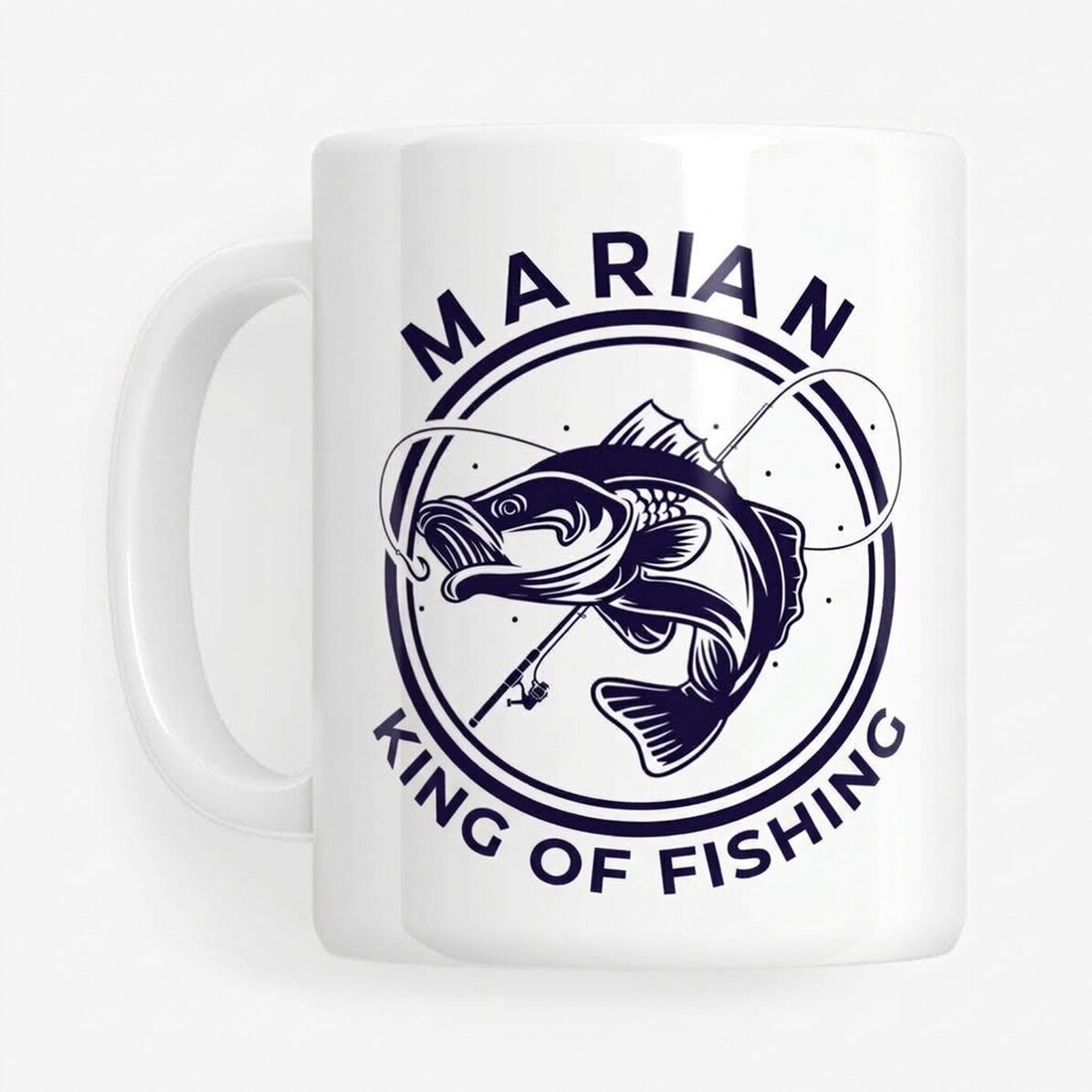 Personalised mug with text and name - King of Fishing