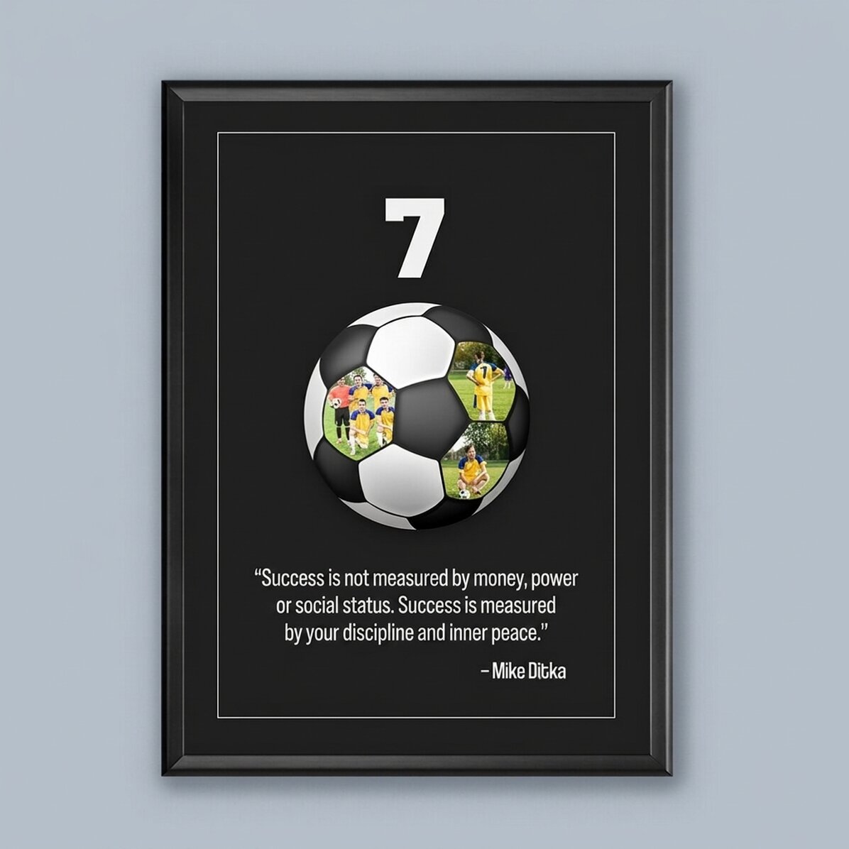 Personalised canvas with text and 3 photos - Football