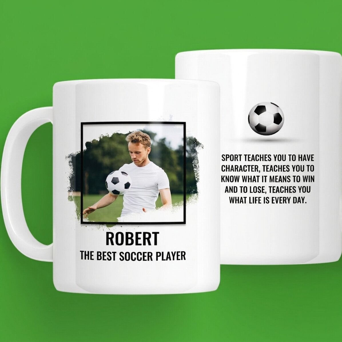 Personalised mug with photo and text - FOOTBALL