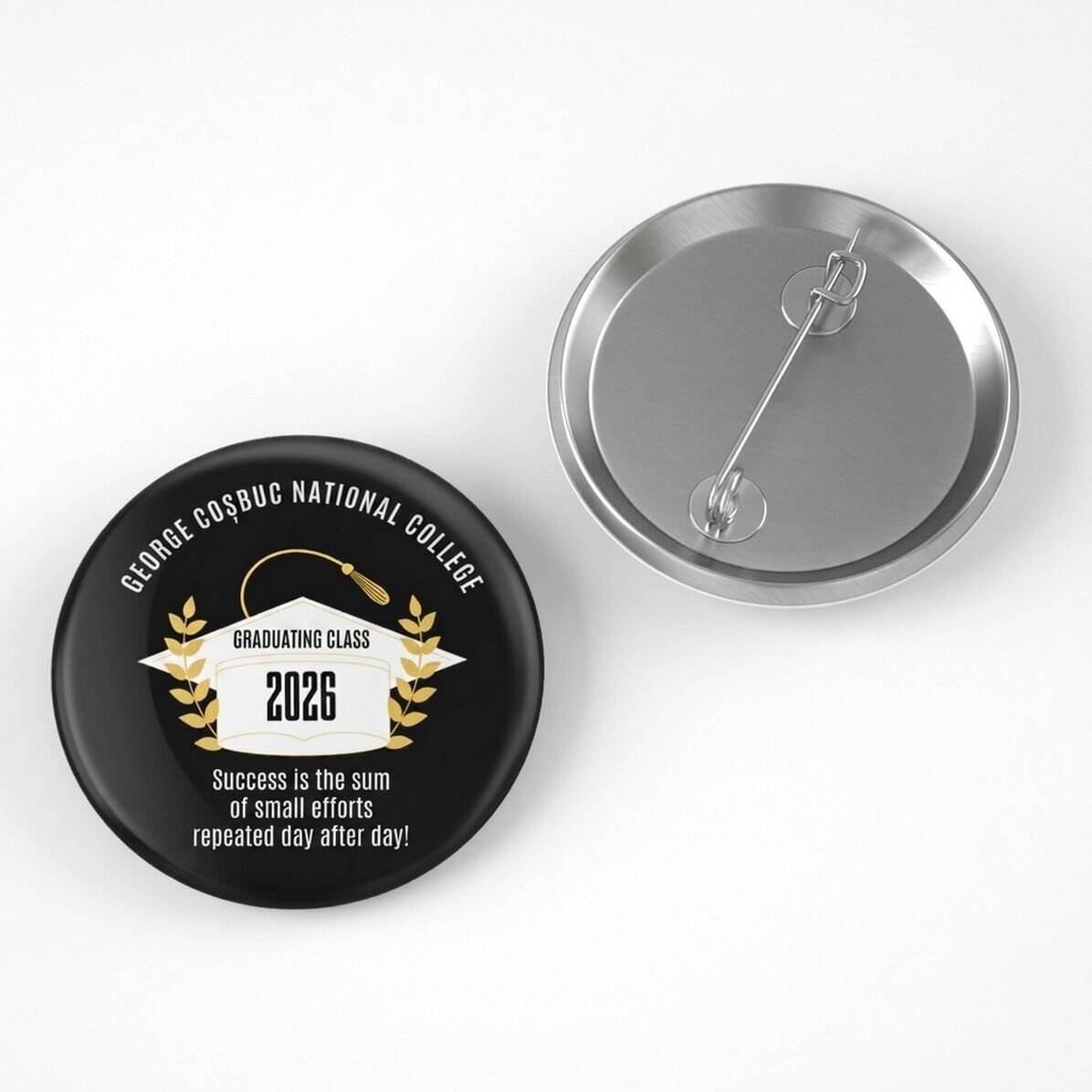 Personalised badge with text for graduation