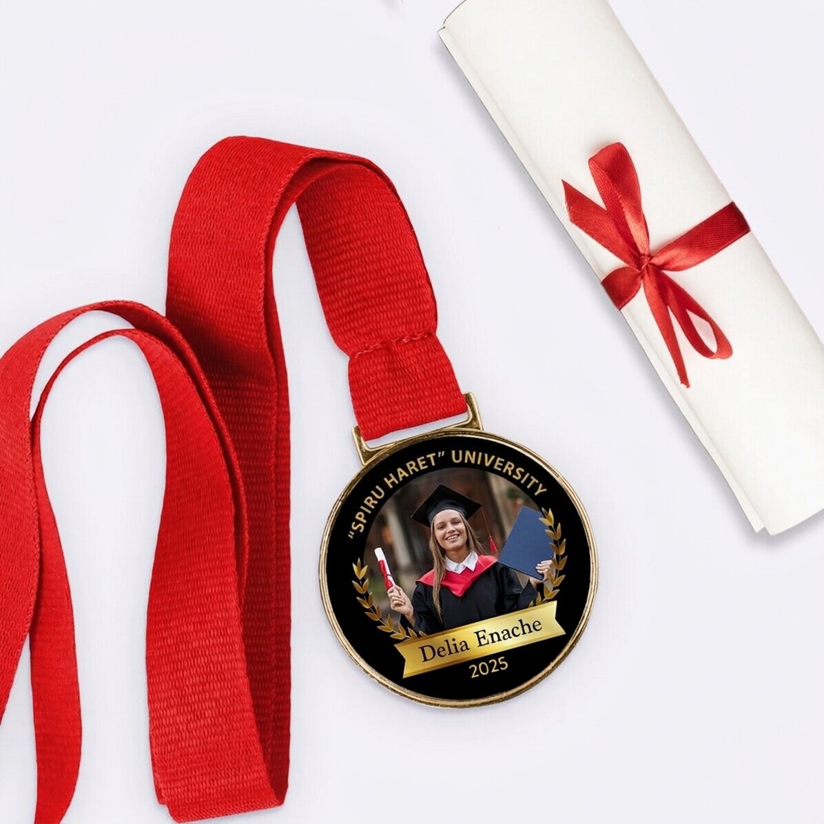 Personalised medal with a photo and text - Graduate