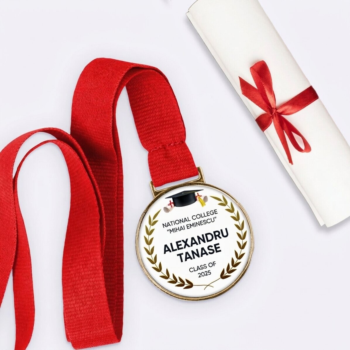 Personalised medal with text - Congratulations on your graduation