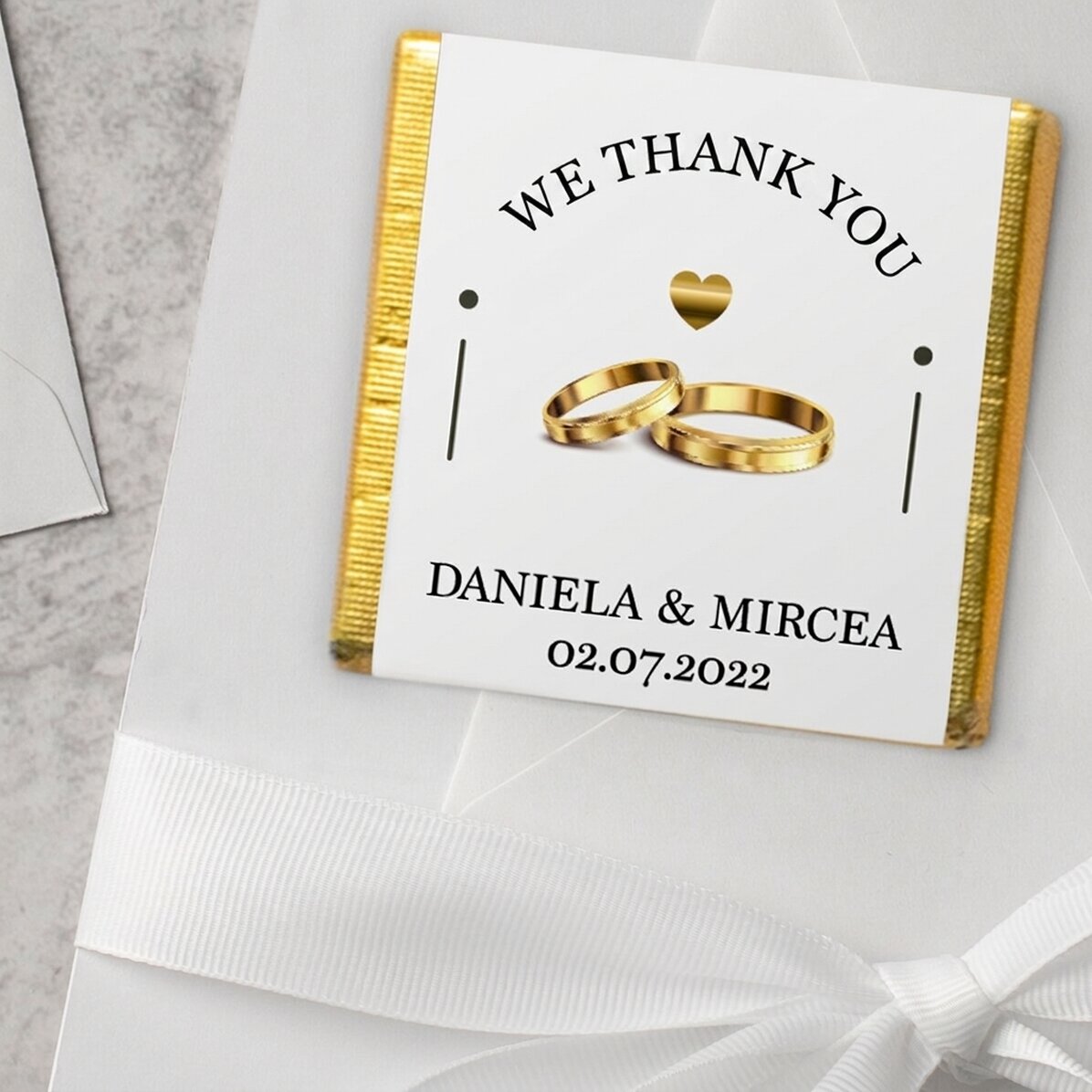Personalised mini wedding favour chocolate with text - Thank you
