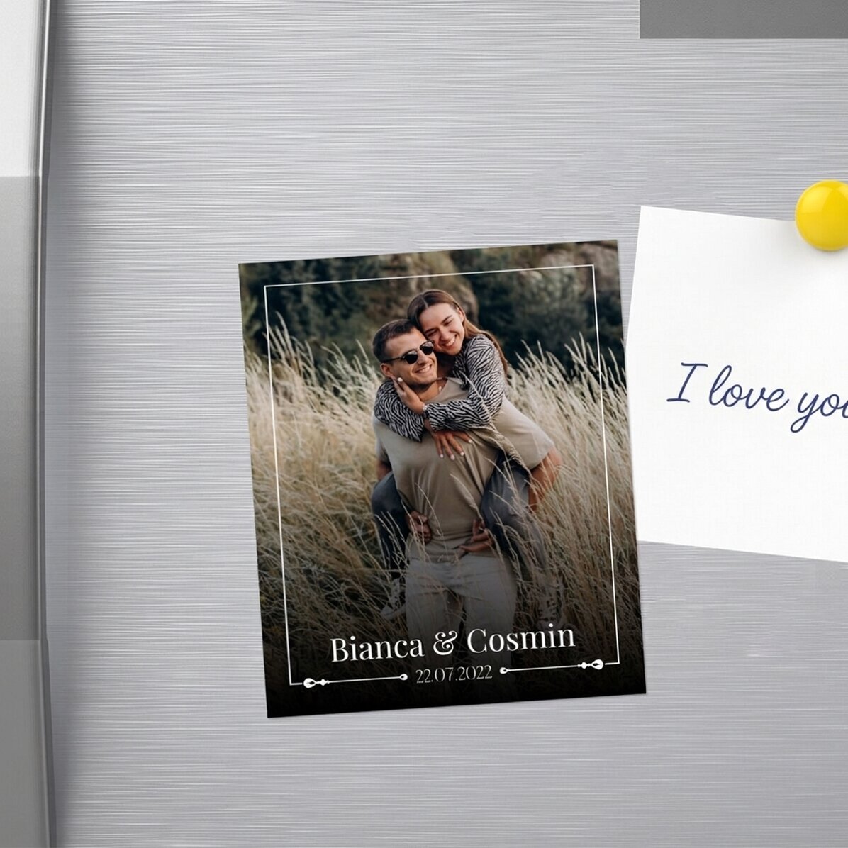 10x12 cm magnet personalised with name, date and photo - Wedding favour