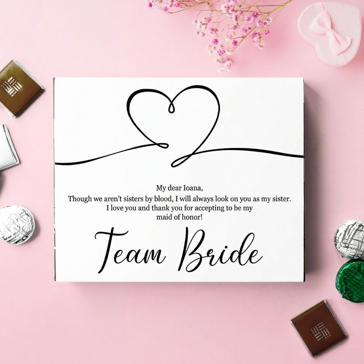 Personalised sweet box with message - Team Bride
