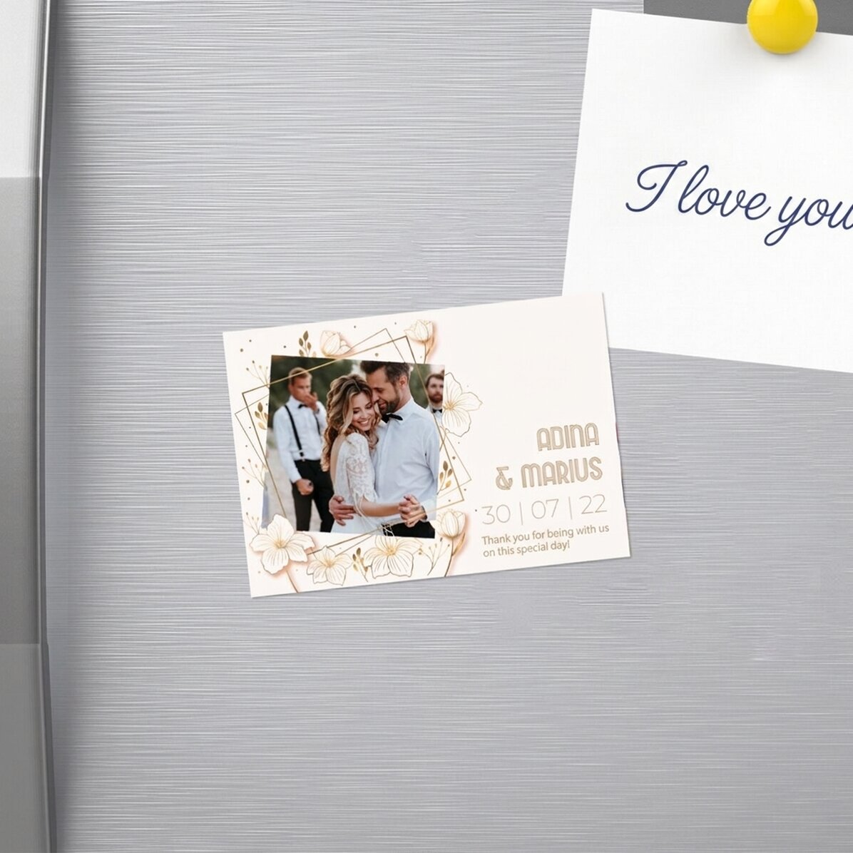 10x7 cm magnet personalised with a photo and text - Wedding favour