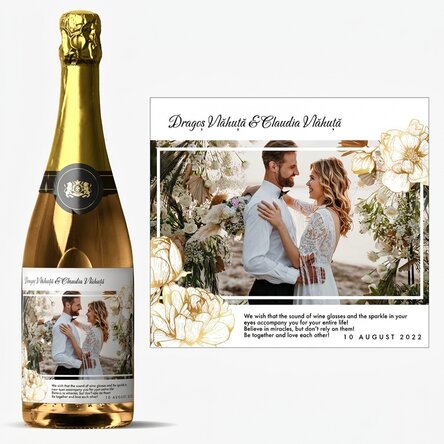 Personalised sparkling wine with text and photo - Wedding greeting