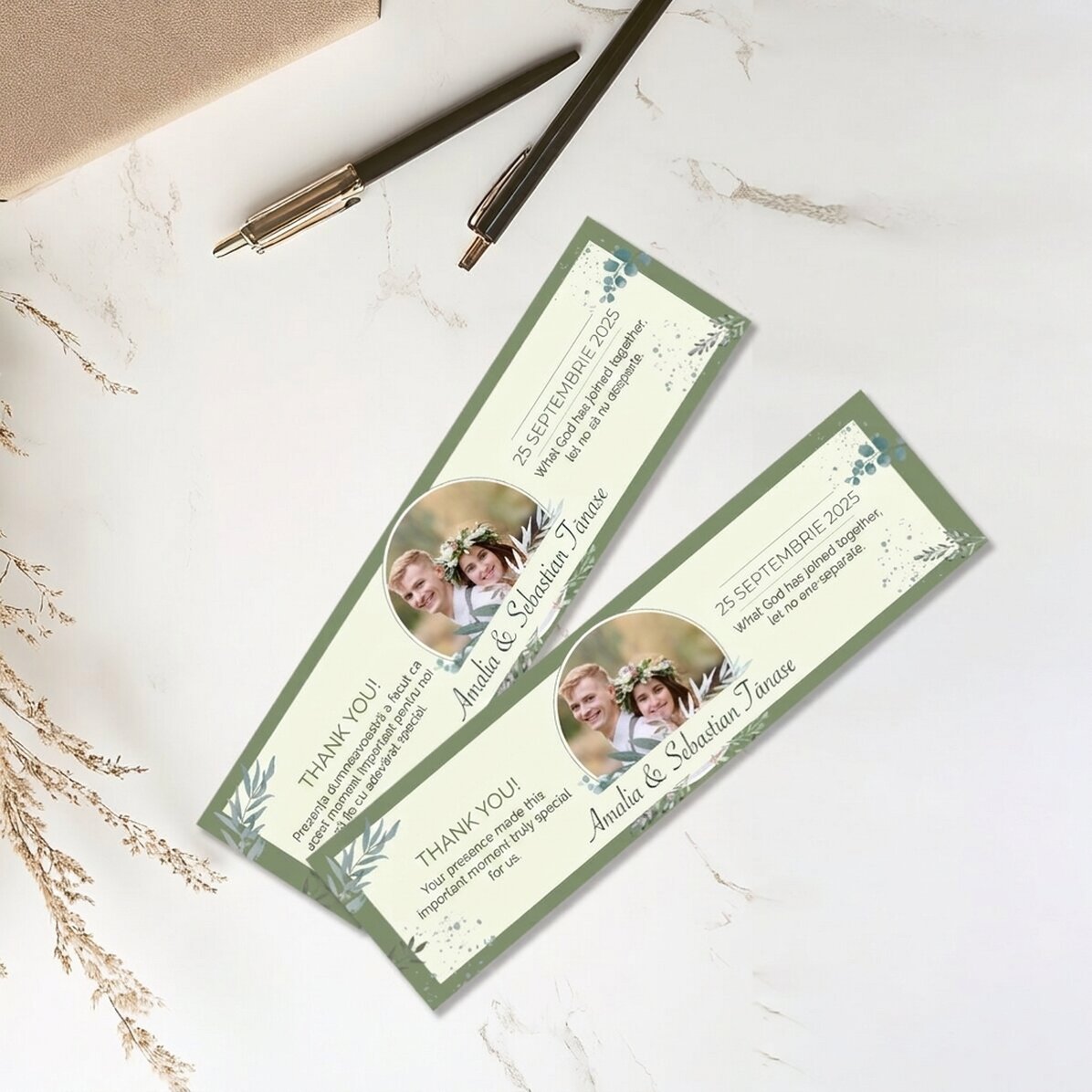 Personalised bookmark with a photo and message