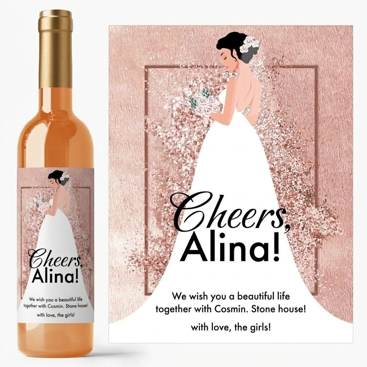 Personalised wine with a message for the bride-to-be