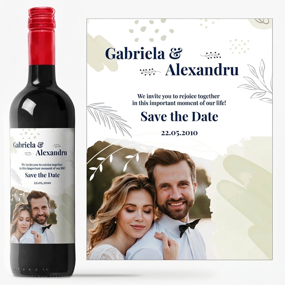 Personalised wine with text and photo - Save the date