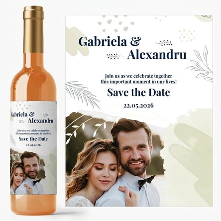 Personalised wine with text and photo - Save the date