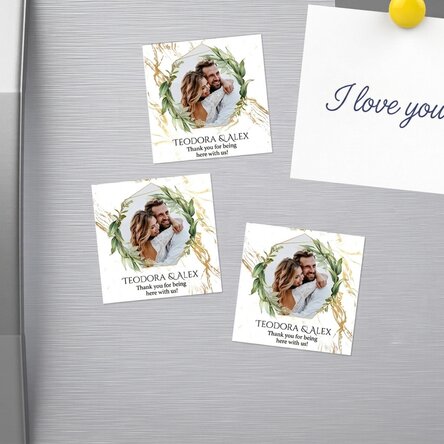 Set of 12 magnets 6x6 cm - wedding favour
