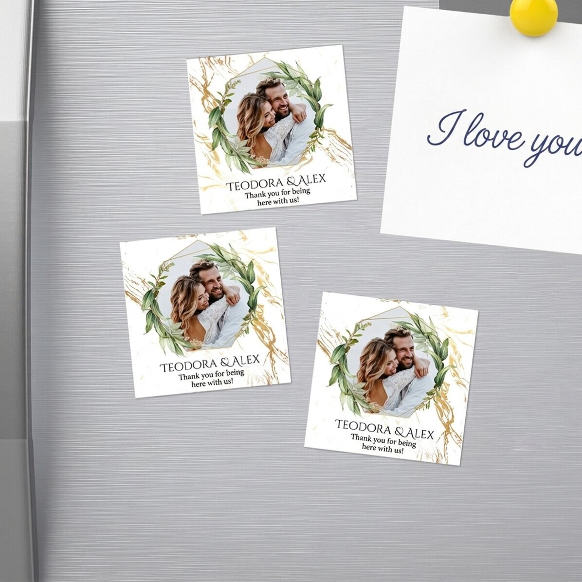 Set of 12 magnets 6x6 cm - wedding favour