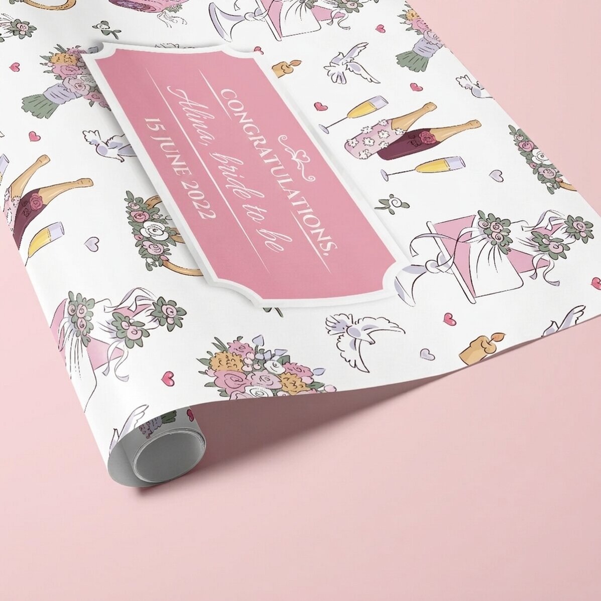 Personalised gift wrapping paper with text - Wedding