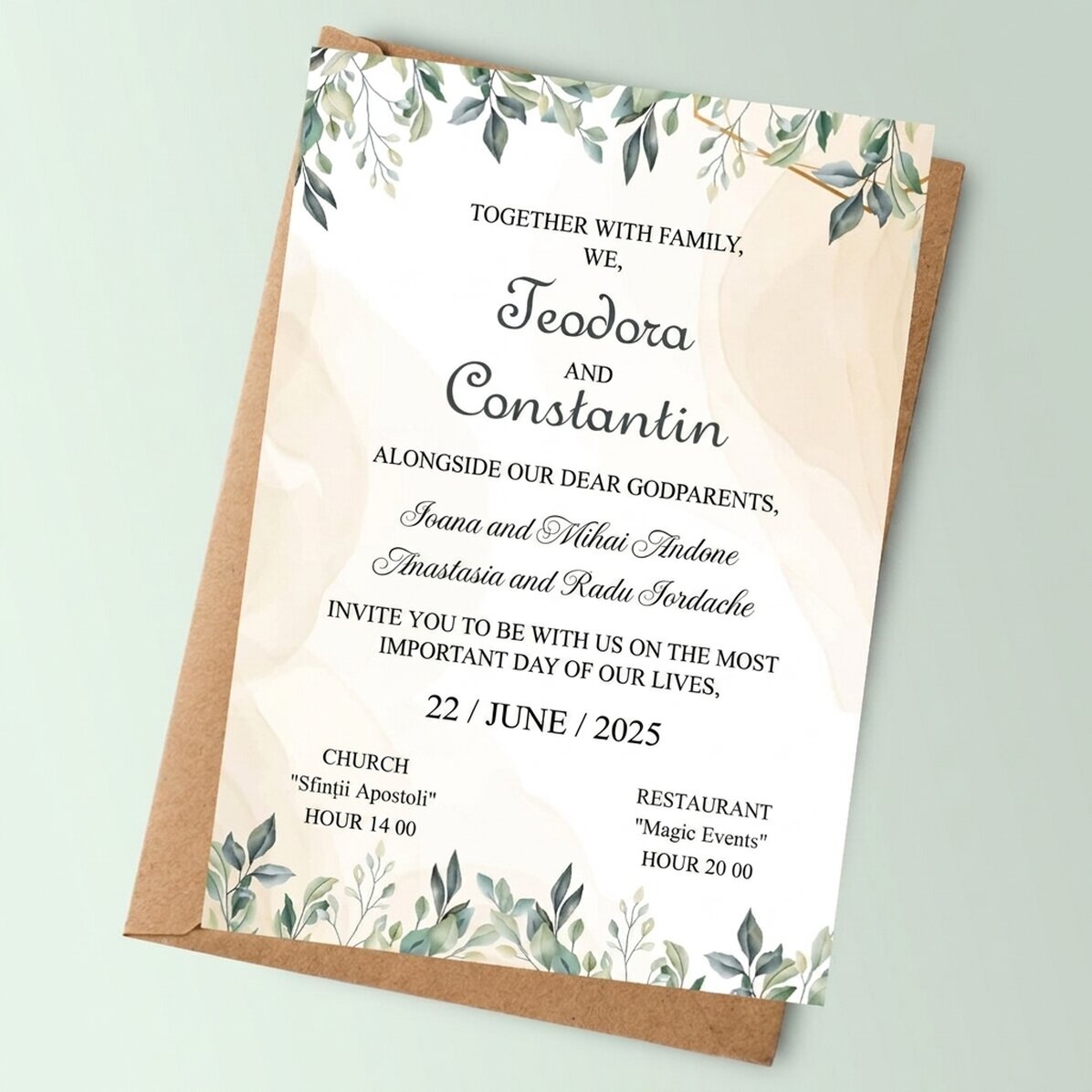 Personalised card with text - Elegance wedding invitation
