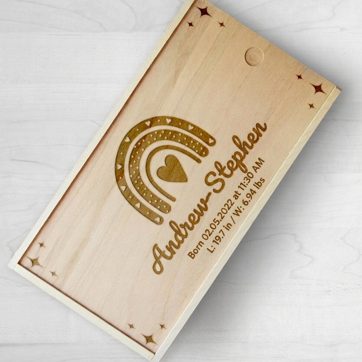 Personalised wooden gift box with text - Memory box for newborns