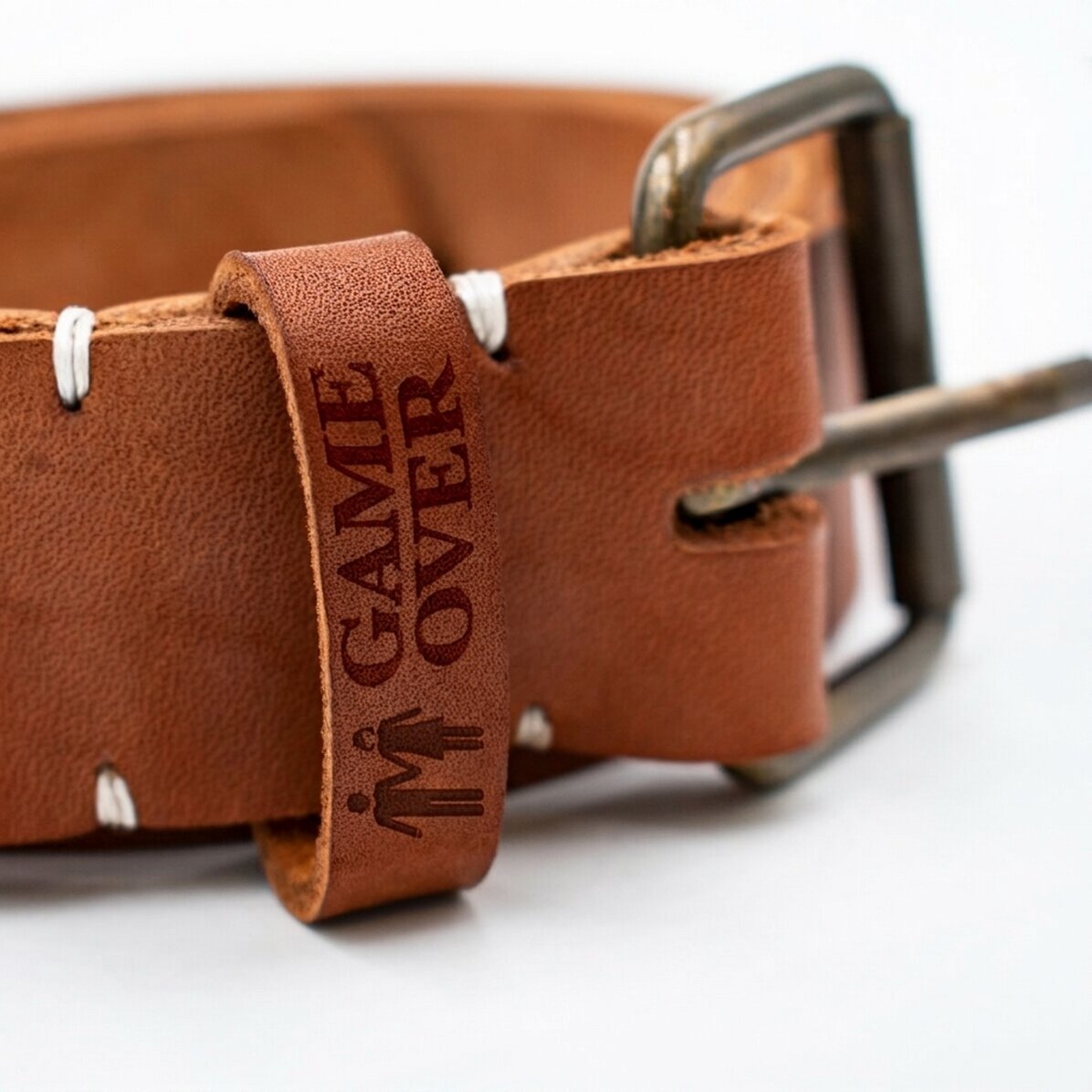 Personalised leather belt - Game over
