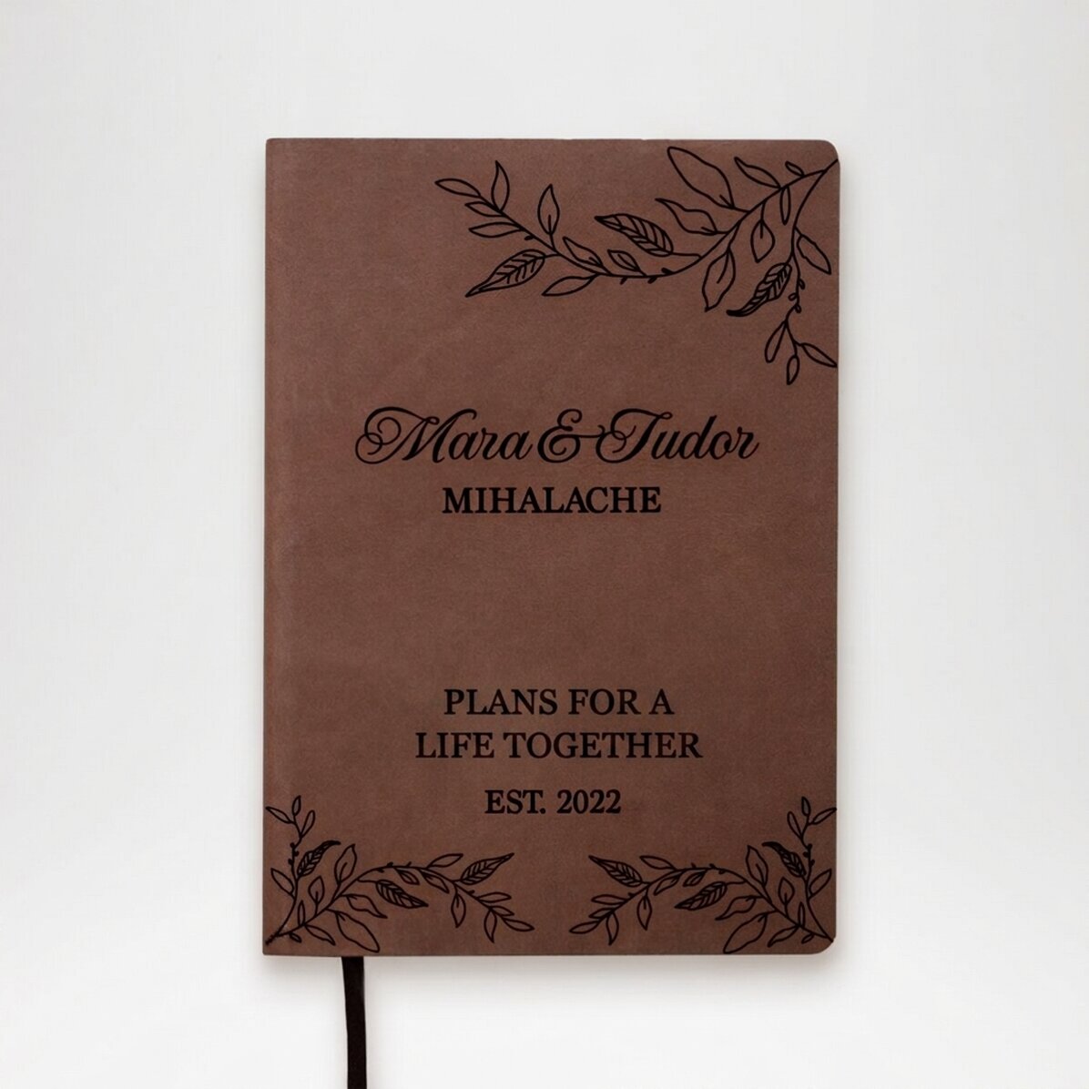 Personalised leather diary with text - Our plans