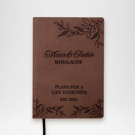 Personalised leather diary with text - Our plans