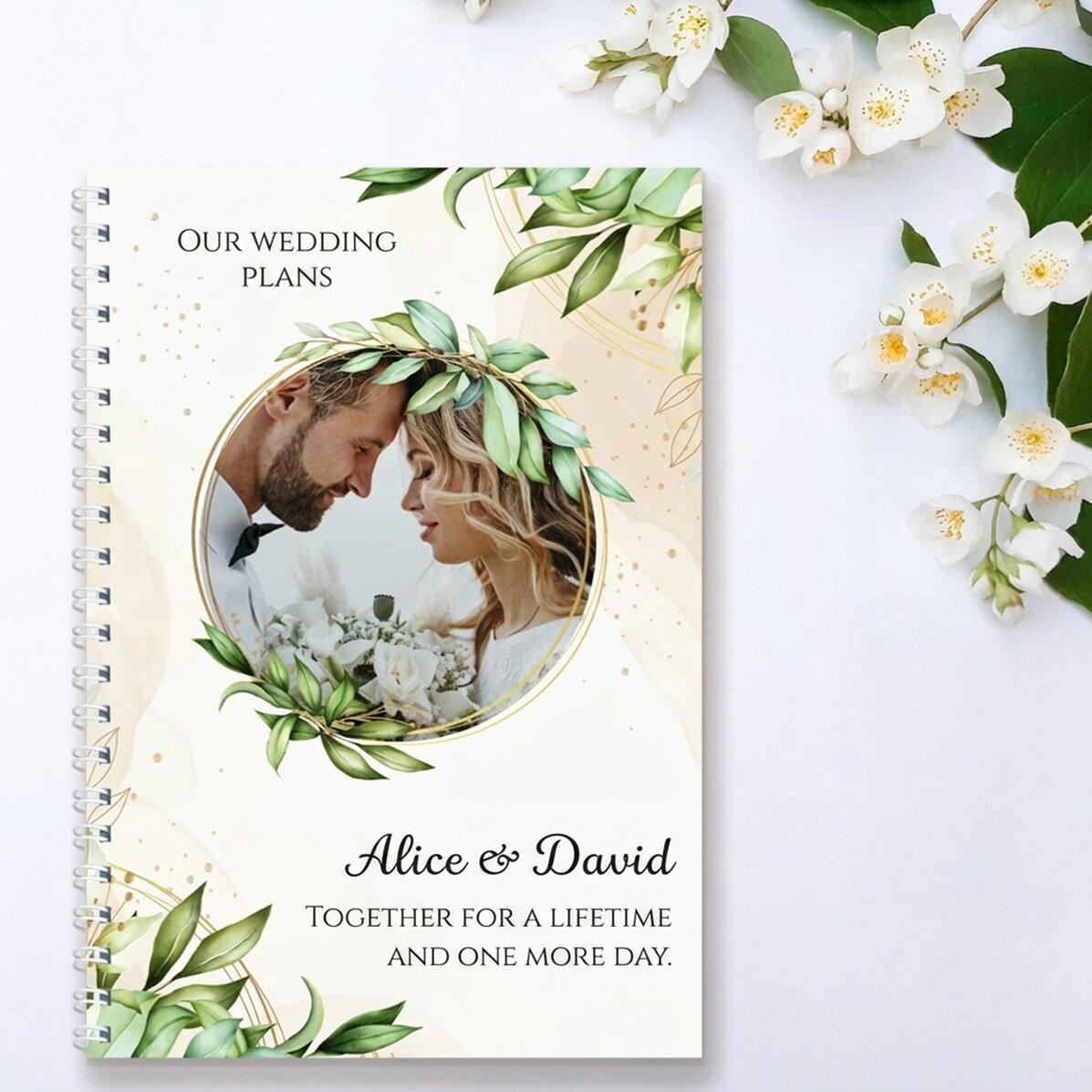 Personalised notebook with a photo and text - Wedding plans