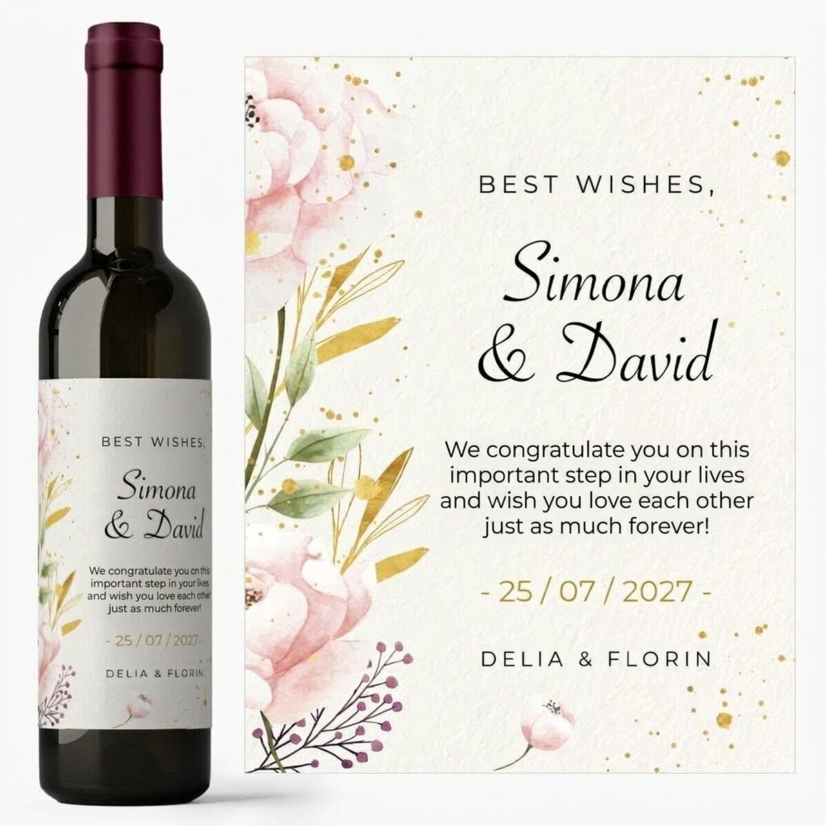 Personalised wine with text - Congratulations, newlyweds