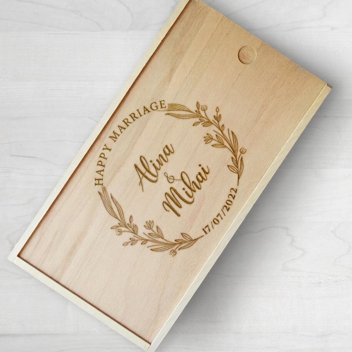 Personalised wooden gift box with text - With love