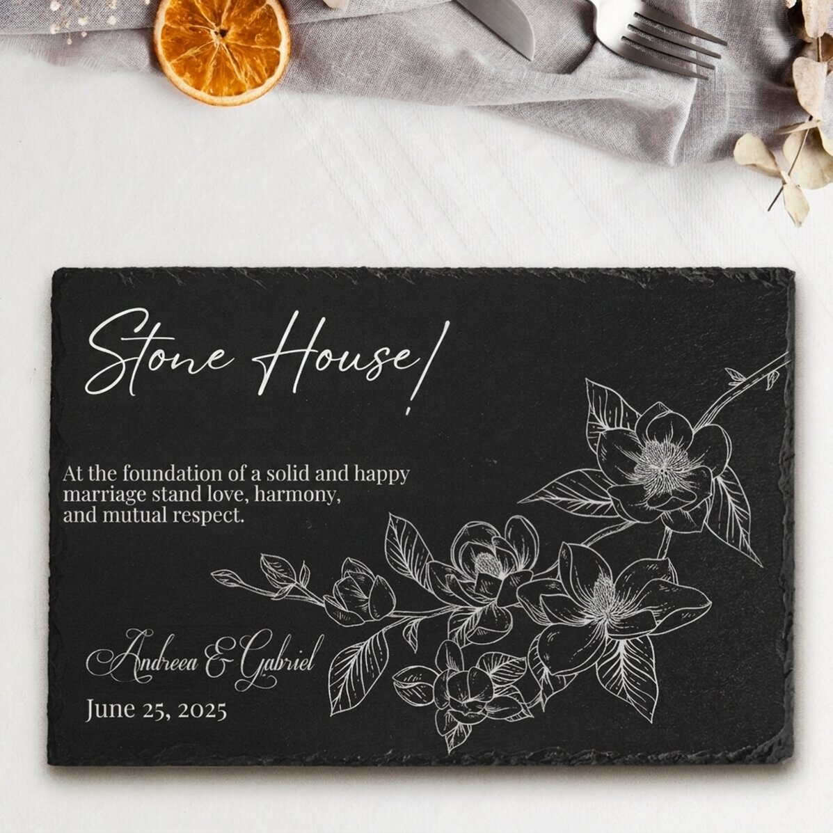 Personalised engraved slate plaque with text - Stone House