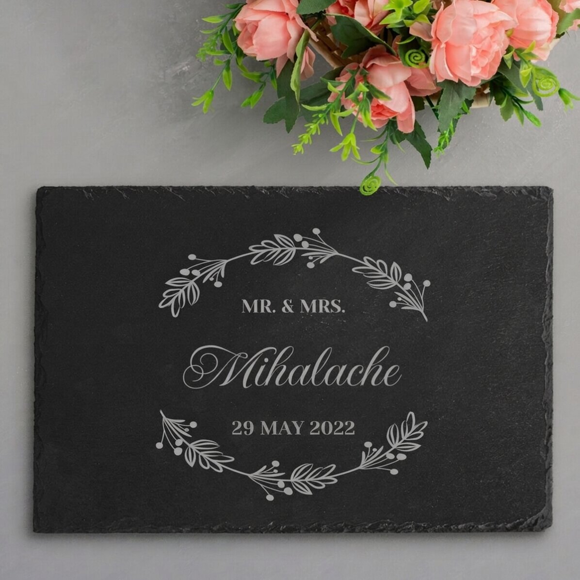 Personalised engraved slate plaque with text - Wedding