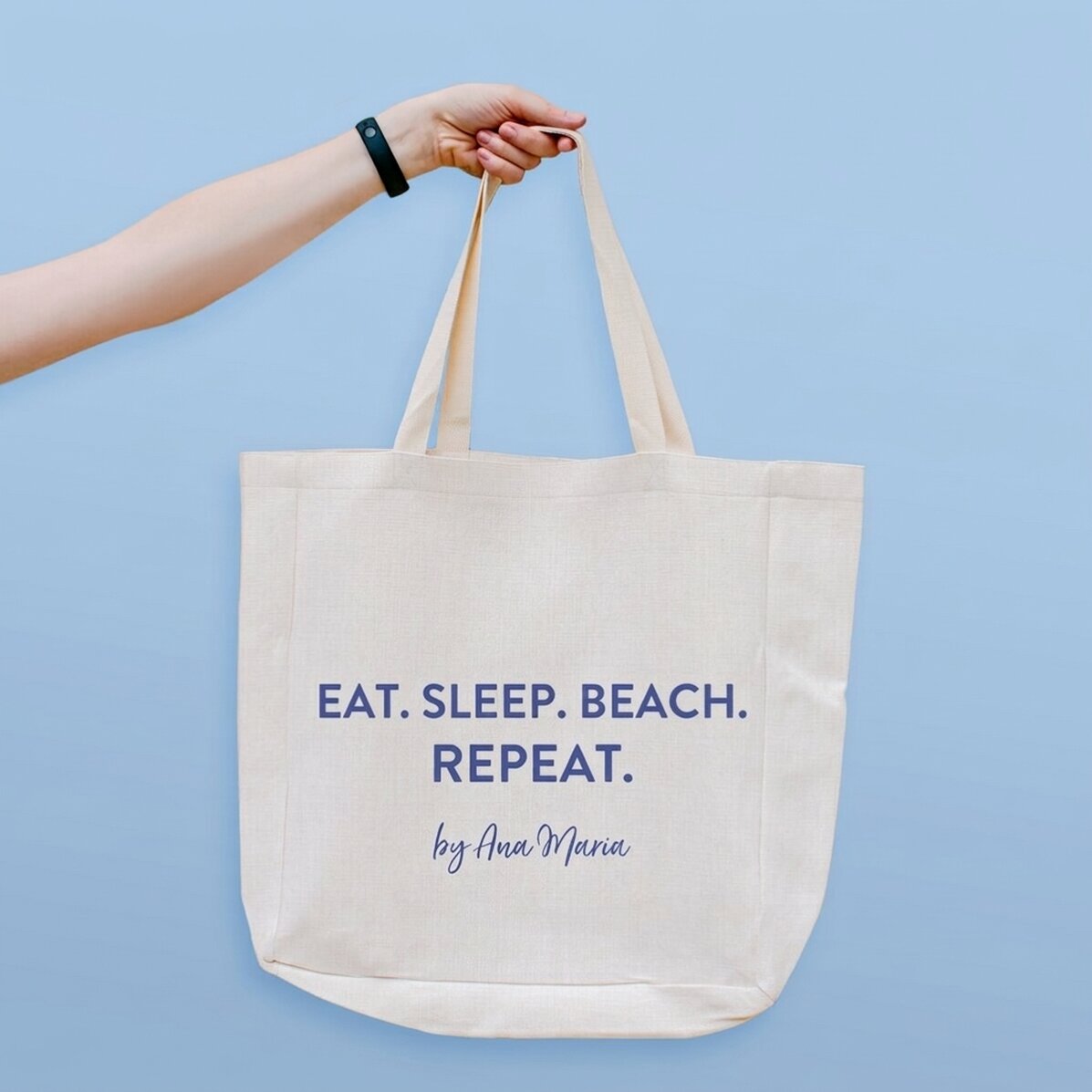 Beach bag personalised with text - Beach. Repeat