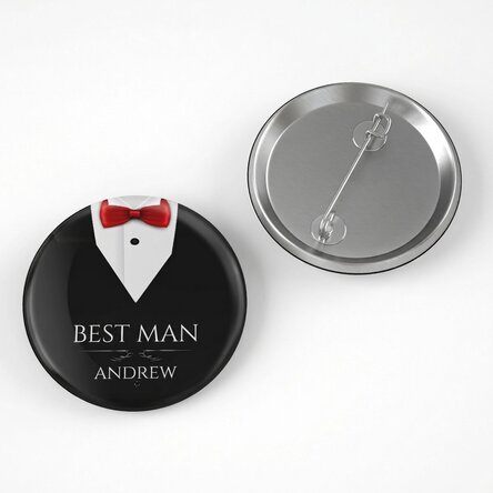 Personalised badge with text for groomsmen