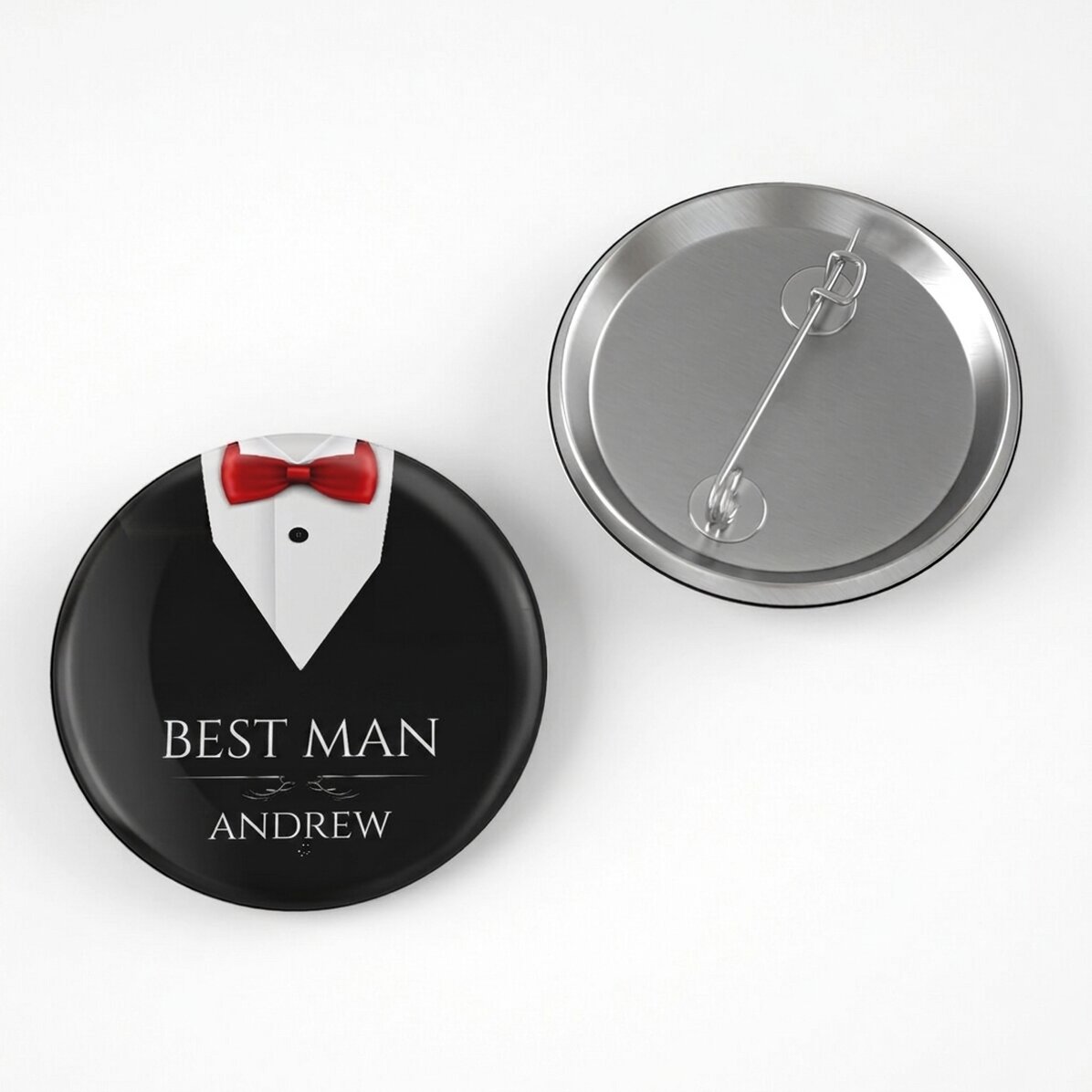 Personalised badge with text for groomsmen