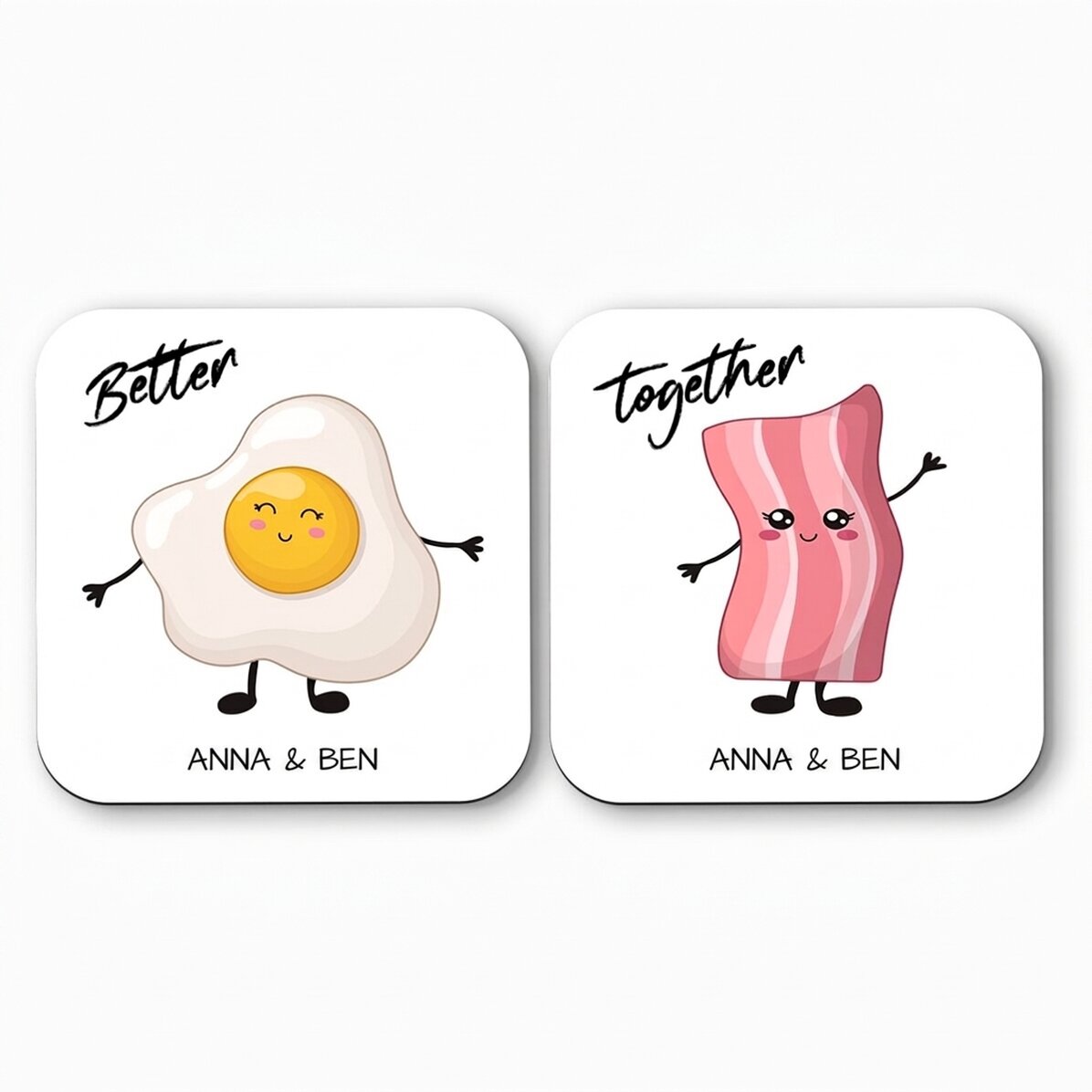 Set of 2 personalised coasters with text - Better Together