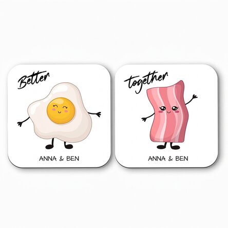 Set of 2 personalised coasters with text - Better Together