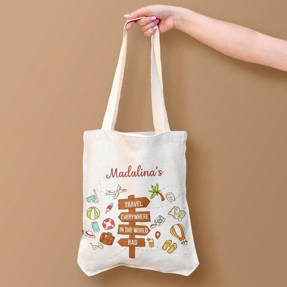 Personalised bag with text - Travel