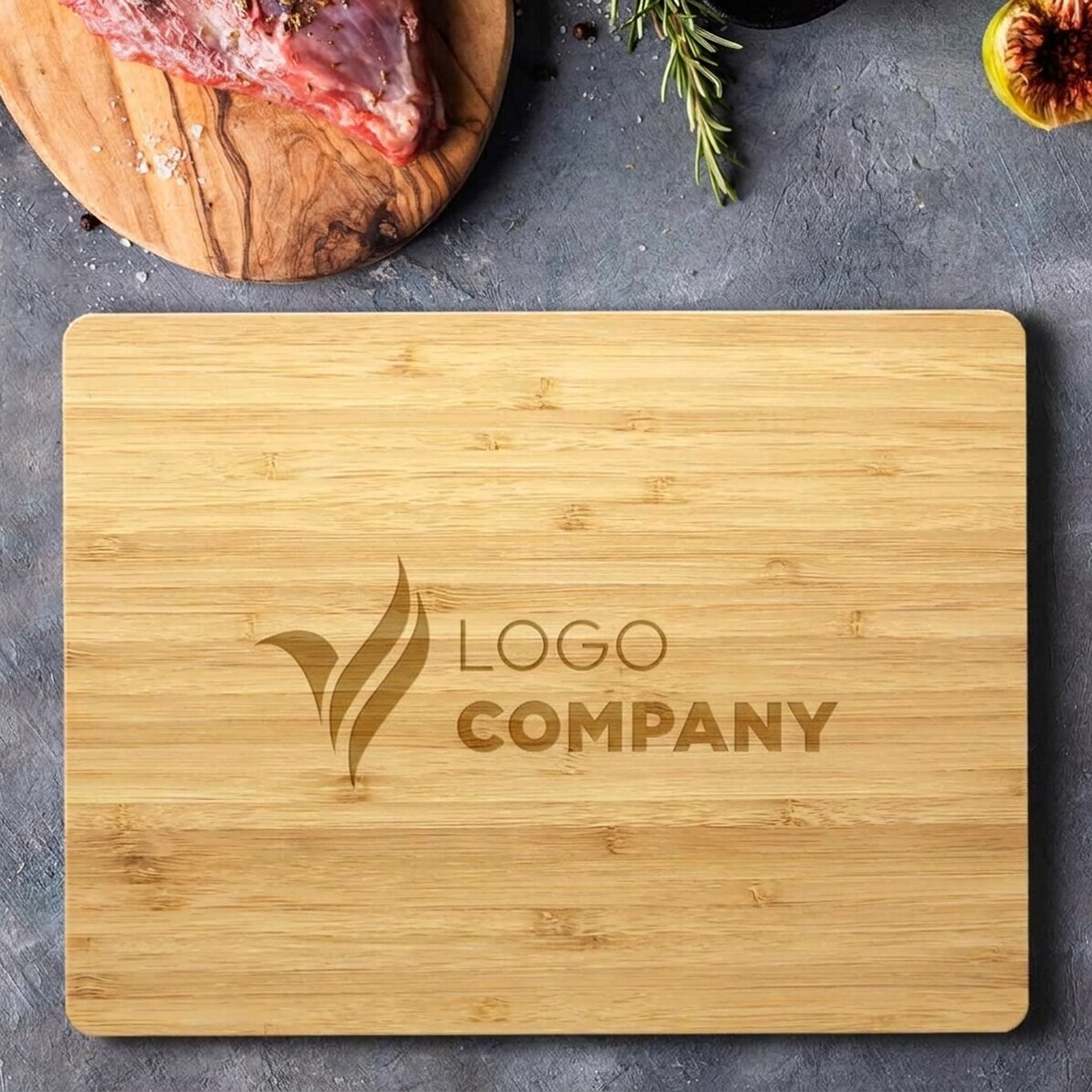 Customised rectangular bamboo chopping board with logo