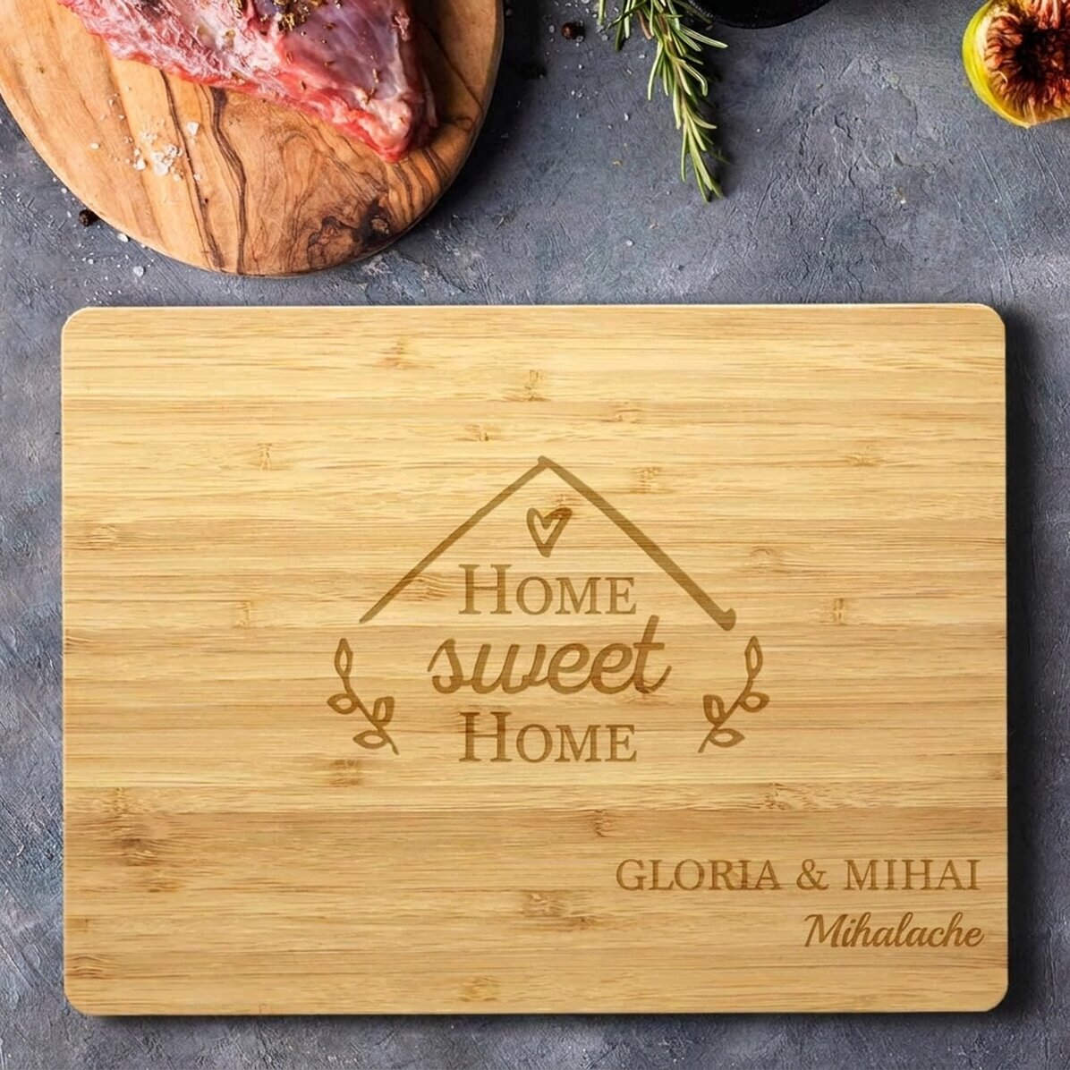 Customised rectangular bamboo chopping board with text - Home